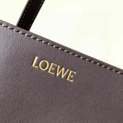 LOEWE 25S PUZZLE FOLD BAG 31 IN SOCOLA AND MAROON SHINY CALFSKIN