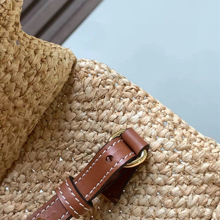 LOEWE 25S WE FONT TOTE BAG 24 IN NATURAL RAFFIA FIBER