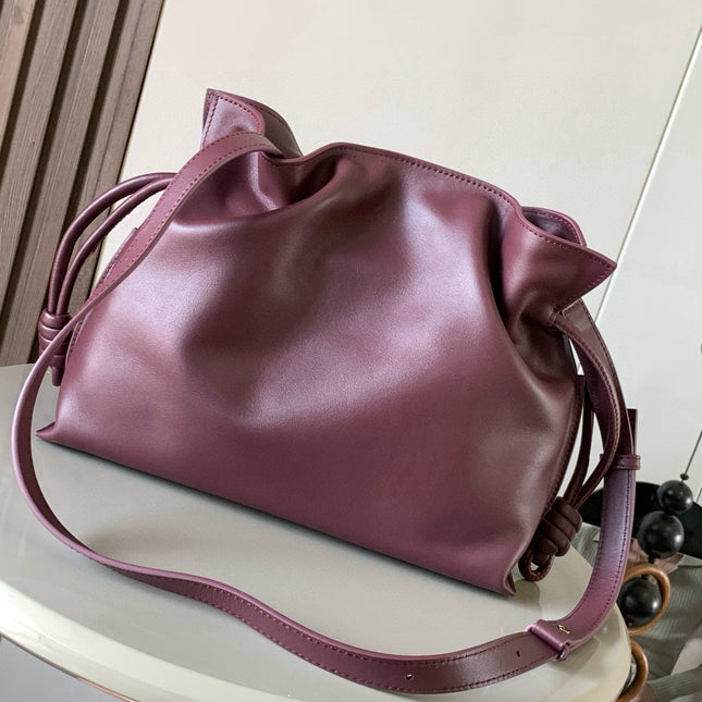 LOEWE 25S LARGE FLAMENCO CLUTCH BAG 30 IN DARK ROSEWOOD CALFSKIN