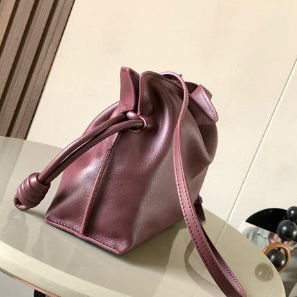 LOEWE 25S MEDIUM FLAMENCO CLUTCH BAG 23 IN DARK ROSEWOOD CALFSKIN