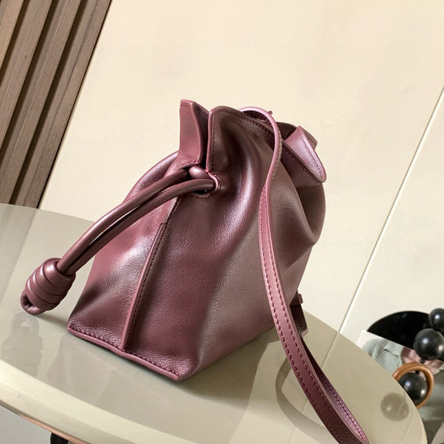 LOEWE 25S MEDIUM FLAMENCO CLUTCH BAG 23 IN DARK ROSEWOOD CALFSKIN