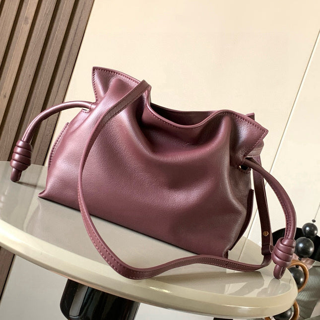 LOEWE 25S MEDIUM FLAMENCO CLUTCH BAG 23 IN DARK ROSEWOOD CALFSKIN