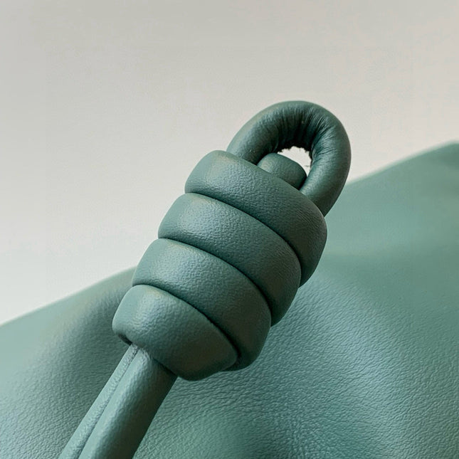 LOEWE 25S MEDIUM FLAMENCO CLUTCH BAG 23 IN DEEP TEAL CALFSKIN