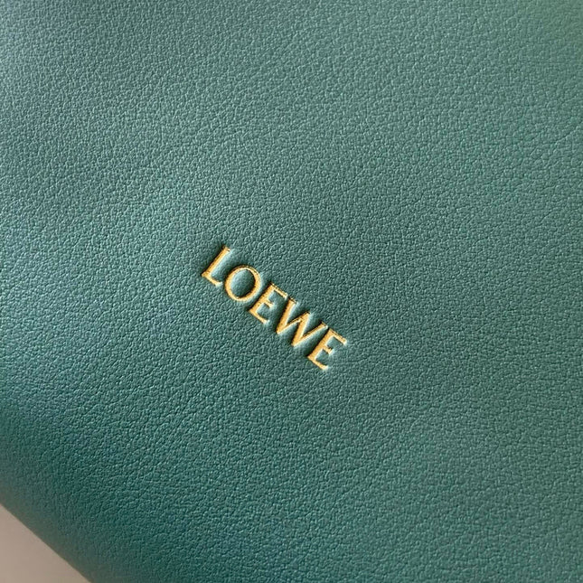 LOEWE 25S MEDIUM FLAMENCO CLUTCH BAG 23 IN DEEP TEAL CALFSKIN