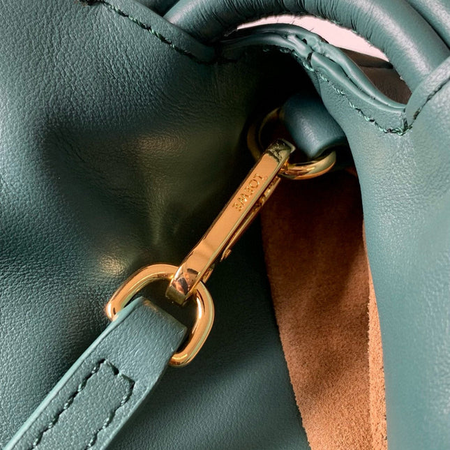 LOEWE 25S MEDIUM FLAMENCO CLUTCH BAG 23 IN DEEP TEAL CALFSKIN
