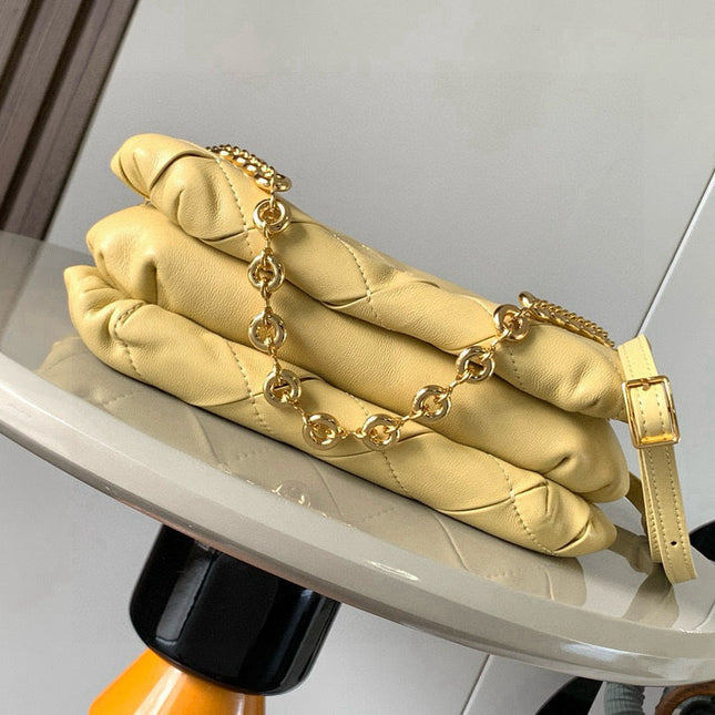 LOEWE 25S PUFFER GOYA BAG 23 IN LIGHT YELLOW NAPPA LAMBSKIN