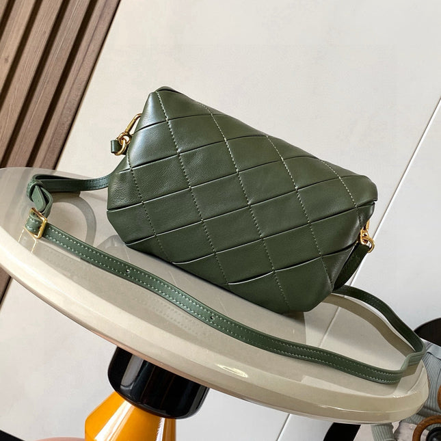 LOEWE 25S PUFFER GOYA BAG 20 IN DARK OLIVE GREEN NAPPA LAMBSKIN