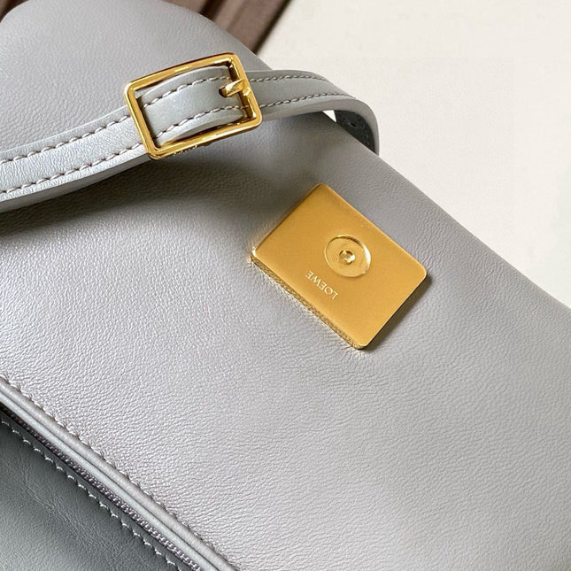 LOEWE 25S PUFFER GOYA BAG 20 IN LIGHT GRAY NAPPA LAMBSKIN