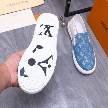 LV LOAFERS IN LIGHT BLUE DENIM AND WHITE CALFSKIN