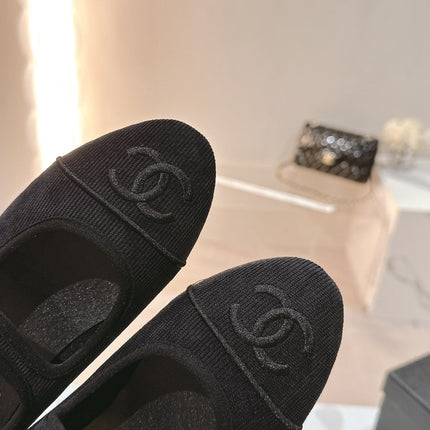 mary jane flat black corduroy