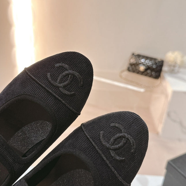 mary jane flat black corduroy