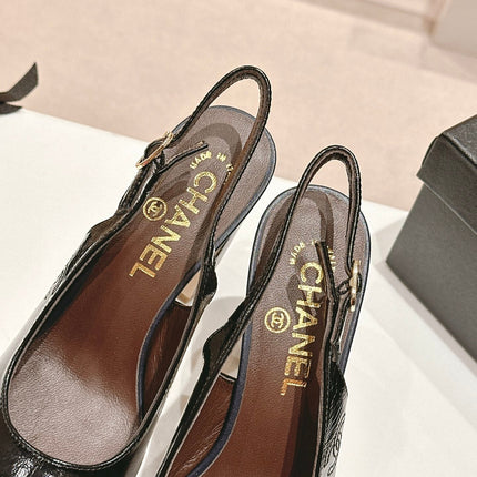 HIGH SLINGBACKS BLACK MIX VIOLET SHEEPSKIN