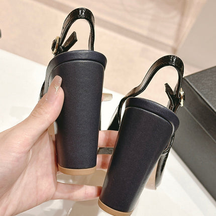 HIGH SLINGBACKS BLACK MIX VIOLET SHEEPSKIN