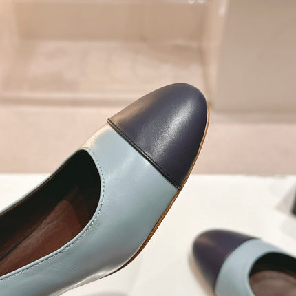 SLINGBACKS LIGHT BLUE MIX BLACK SHEEPSKIN