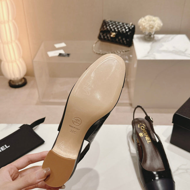 SLINGBACKS IN BLACK SHEEPSKIN