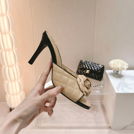 Double C New Camellia High Heel Beige Cream