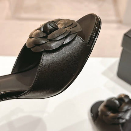 Double C New Camellia High Heel Sandals Black