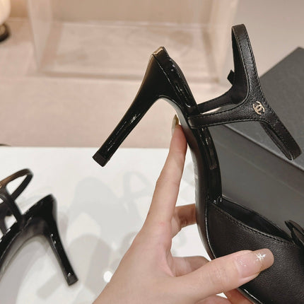Double C New Camellia High Heel Sandals Black