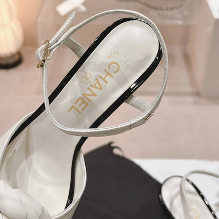 Double C New Camellia High Heel Sandals White