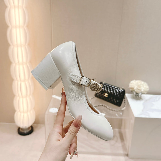 MARY JANE SHOES WHITE LAMBSKIN