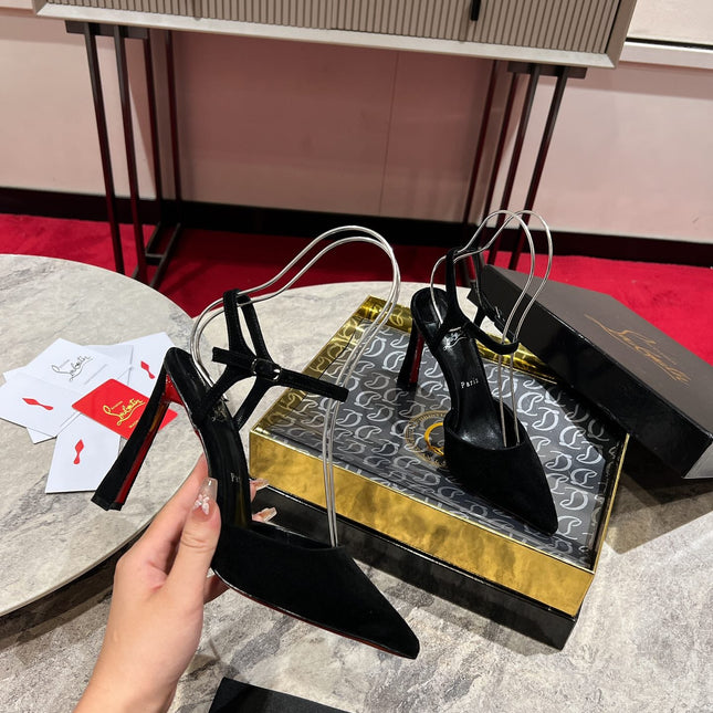 POINTED TOE HIGH HEELS 100MM IN BLACK SUEDE