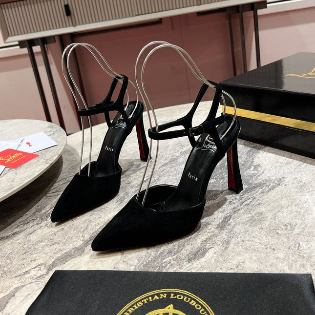 POINTED TOE HIGH HEELS 100MM IN BLACK SUEDE