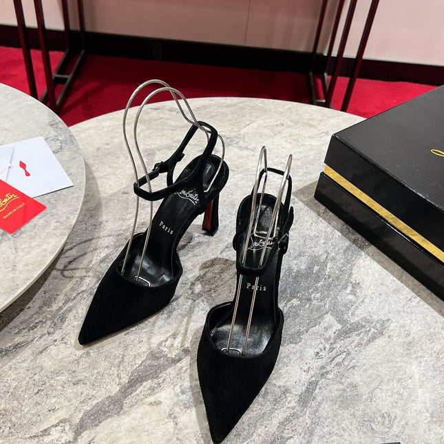 POINTED TOE HIGH HEELS 100MM IN BLACK SUEDE