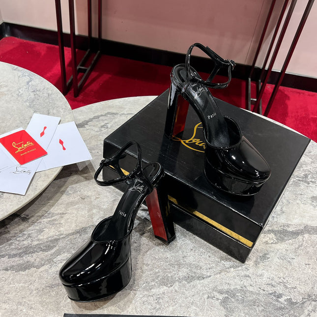 LOO PUMPS 130MM IN BLACK PATENT CALFSKIN