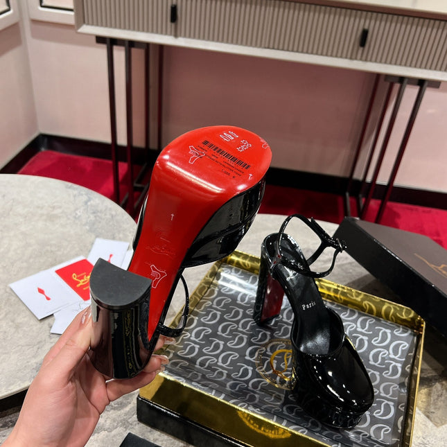 LOO PUMPS 130MM IN BLACK PATENT CALFSKIN