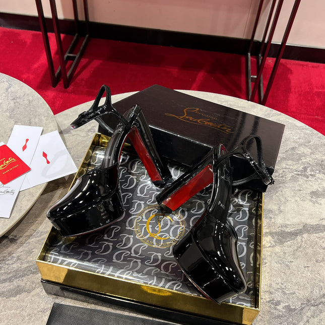 LOO PUMPS 130MM IN BLACK PATENT CALFSKIN