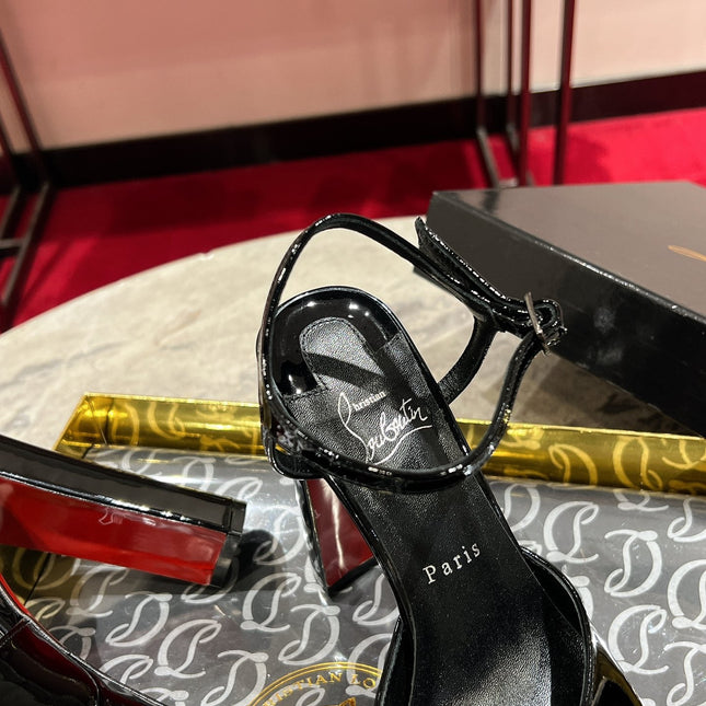 LOO PUMPS 130MM IN BLACK PATENT CALFSKIN