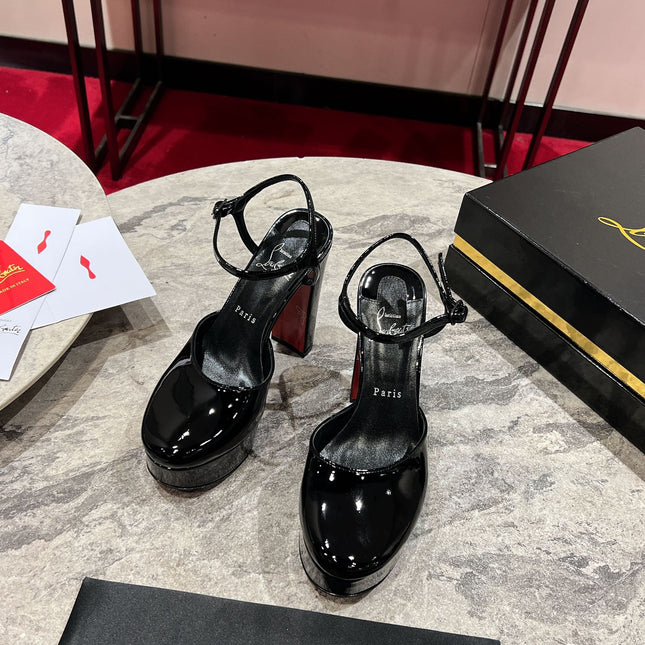 LOO PUMPS 130MM IN BLACK PATENT CALFSKIN