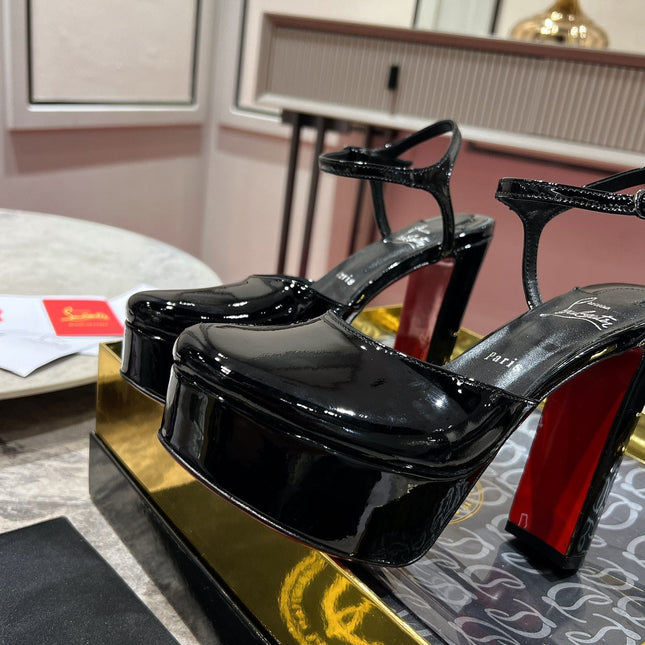 LOO PUMPS 130MM IN BLACK PATENT CALFSKIN