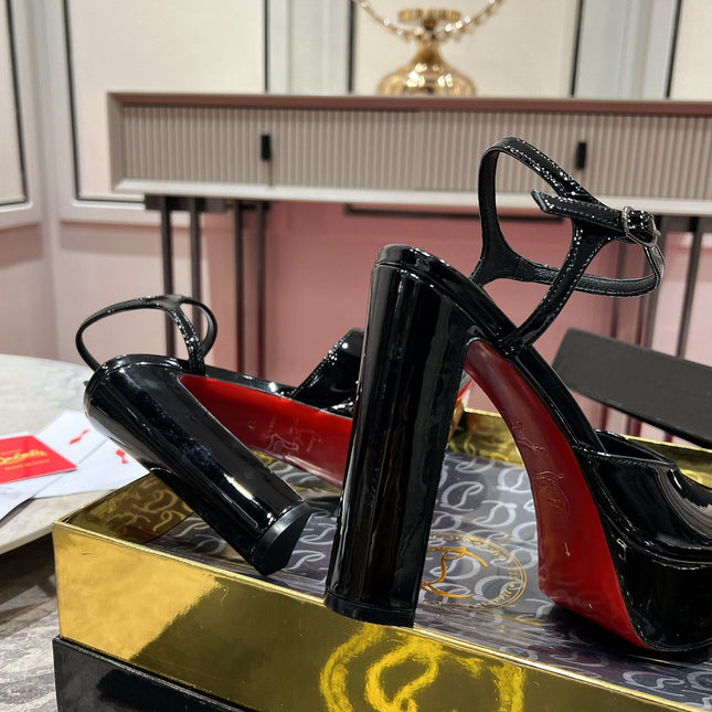 LOO PUMPS 130MM IN BLACK PATENT CALFSKIN