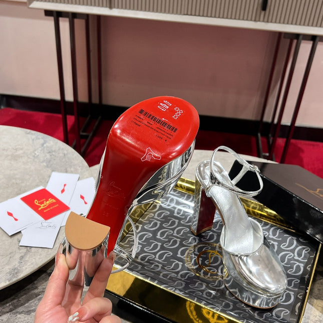 LOO PUMPS 130MM IN SILVER-TONE PATENT CALFSKIN