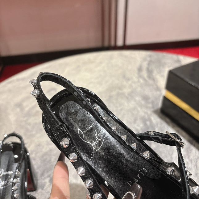 JANISPIKES MARY JANE PUMPS 55MM IN BLACK GLOSSY CALFSKIN