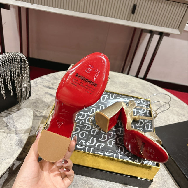 MISS JANE HEELED SANDALS 85MM IN GOLD-TONE CALFSKIN