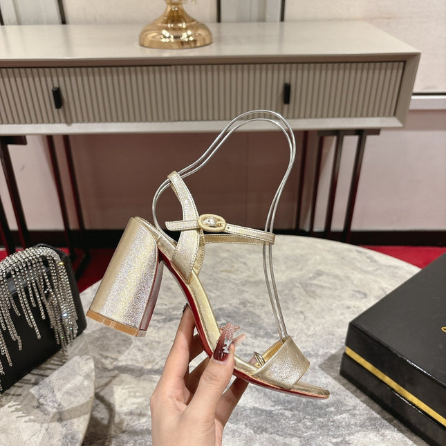 MISS JANE HEELED SANDALS 85MM IN GOLD-TONE CALFSKIN