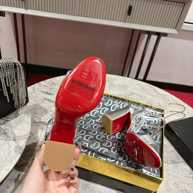 MISS JANE HEELED SANDALS 85MM IN SILVER-TONE CALFSKIN