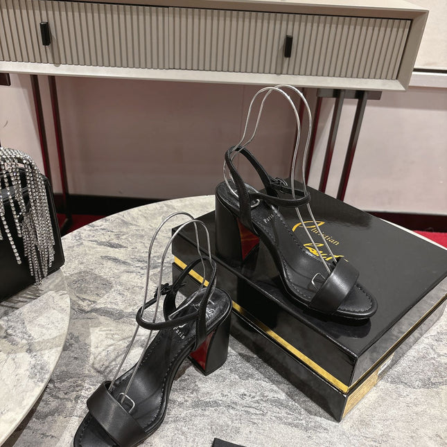 MISS JANE HEELED SANDALS 85MM IN BLACK CALFSKIN