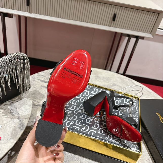 MISS JANE HEELED SANDALS 85MM IN BLACK CALFSKIN