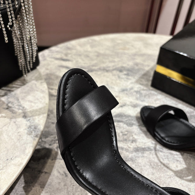 MISS JANE HEELED SANDALS 85MM IN BLACK CALFSKIN