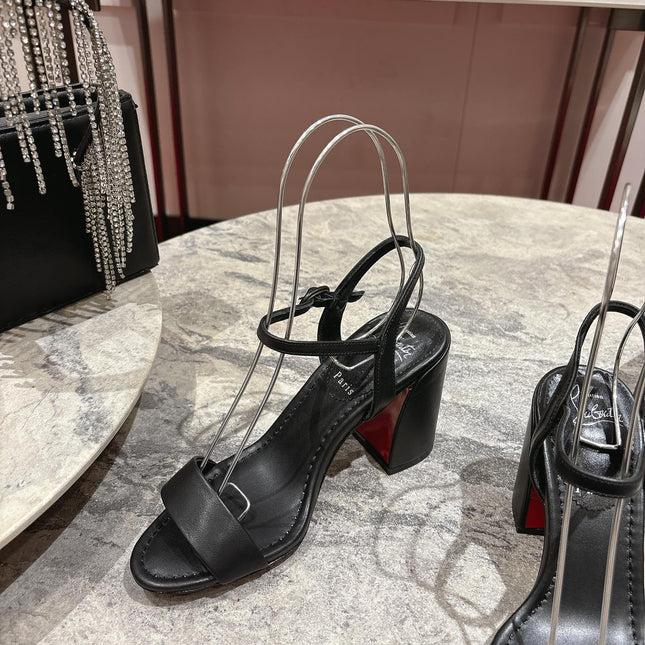 MISS JANE HEELED SANDALS 85MM IN BLACK CALFSKIN