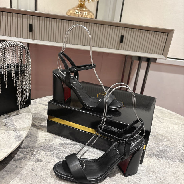 MISS JANE HEELED SANDALS 85MM IN BLACK CALFSKIN