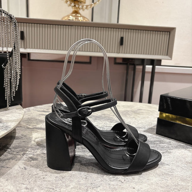 MISS JANE HEELED SANDALS 85MM IN BLACK CALFSKIN