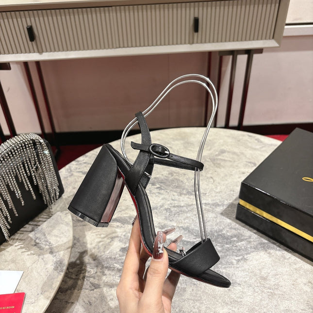 MISS JANE HEELED SANDALS 85MM IN BLACK CALFSKIN