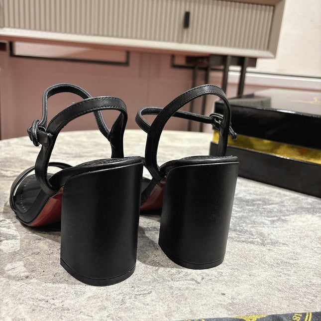 MISS JANE HEELED SANDALS 85MM IN BLACK CALFSKIN