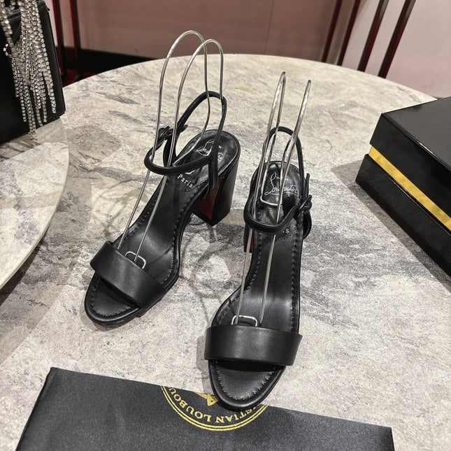 MISS JANE HEELED SANDALS 85MM IN BLACK CALFSKIN