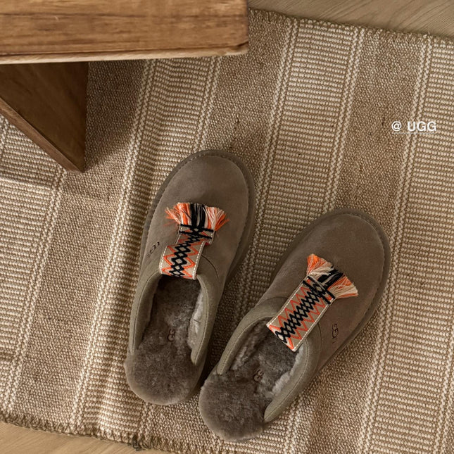 TAZZLE SLIPPER IN MEDIUM BROWN SUEDE