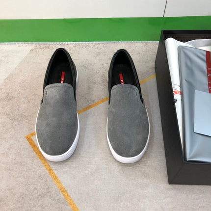 PRA LOAFER IN GREY SUEDE AND BLACK CALFSKIN